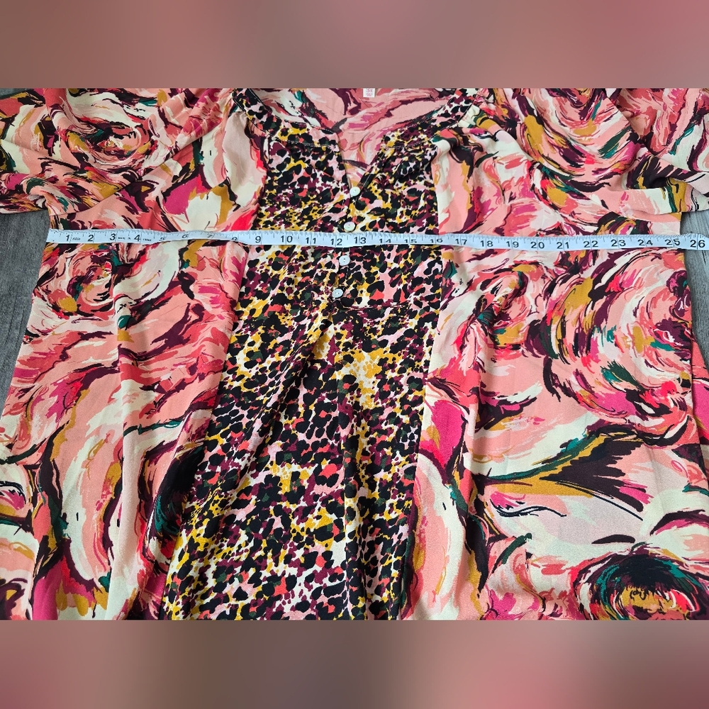 Fig&flower Anthropologie plus 3/4 Sleeve Floral Print Blouse Size 3X - Picture 6 of 9